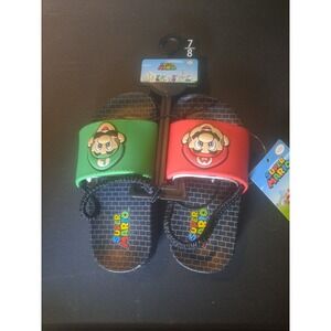 NWT Ground Up Super Nintendo Toddler Mario and Luigi Slides Boys Size 7/8